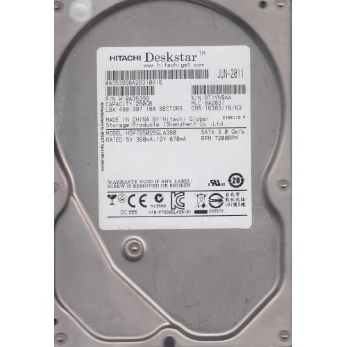  Hitachi Deskstar HDP725025GLA380 250 GB 3.5 7200 RPM SATA Hard Drive