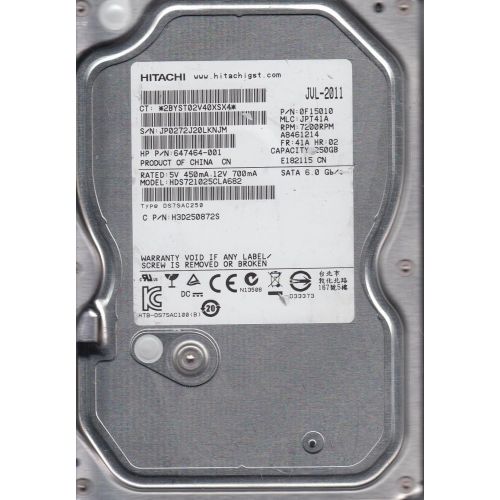  Hitachi HDS721025CLA682 250GB 7200RPM SATA Hard Drive