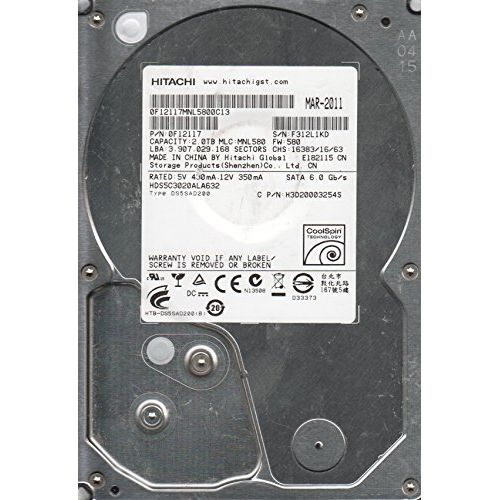  HDS5C3020ALA632, PN 0F12117, MLC MNL580, Hitachi 2TB SATA 3.5 Hard Drive