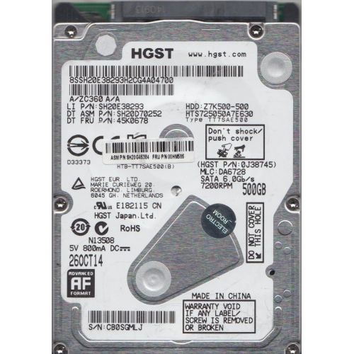  Hitachi HTS725050A7E630 500.0GB 7200RPM 2.5 7MM SATA HARD DRIVE