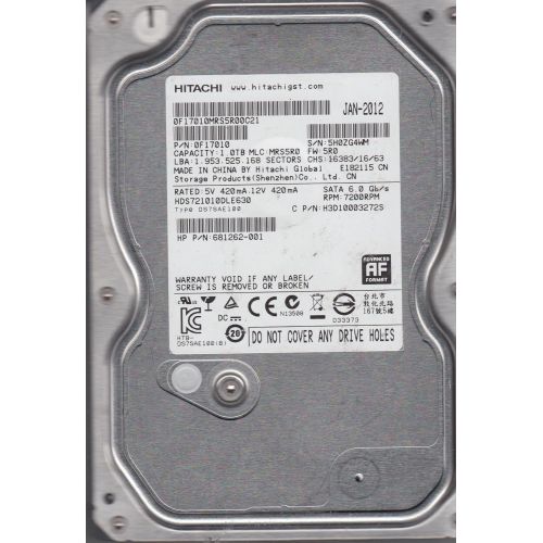  Hitachi Deskstar HDS721010DLE630 1TB 7200RPM 32MB Cache SATA 6.0Gb/s 3.5 Internal Hard Drive - OEM