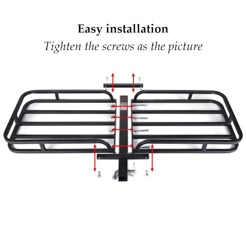  OrionMotorTech Hitch Mount Steel Cargo Carrier Luggage Basket, Fits 2 Inches Receiver Hitch Hauler (Max. Load Capacity: 500 lb.)