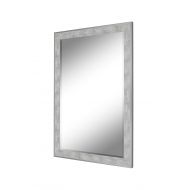 Hitchcock-Butterfield Scratched Wash White & Silver Trim Framed Wall Mirror, 25 x 35