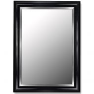 Hitchcock-Butterfield Glossy Black Grande/Stainless Liner Framed Wall Mirror, 45 x 57