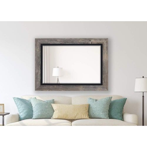  Hitchcock Butterfield Coastal III Rustic Gray and Black Framed Wall Mirror, 37.5 W x 47.5 H