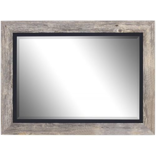  Hitchcock Butterfield Coastal III Rustic Gray and Black Framed Wall Mirror, 37.5 W x 47.5 H