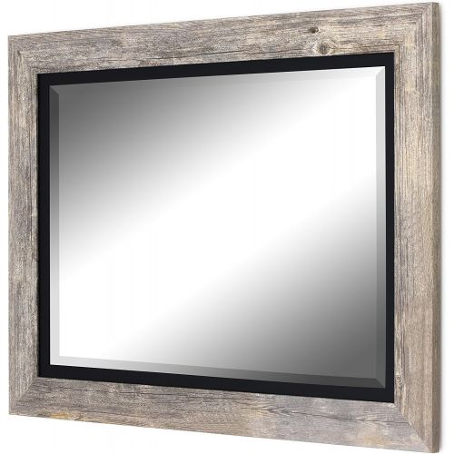  Hitchcock Butterfield Coastal III Rustic Gray and Black Framed Wall Mirror, 37.5 W x 47.5 H