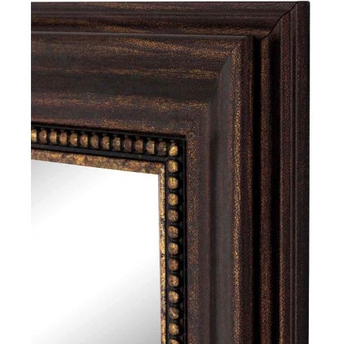  Hitchcock Butterfield Oxford Beaded Transitional Copper Bronze Framed Wall Mirror, 38.25 W x 48.25 H