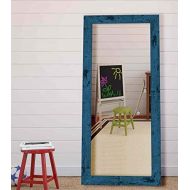 Hitchcock Butterfield Dorian Vintage Barnwood Transitional Blue Framed Wall Mirror, 27.75 W x 39.75 H