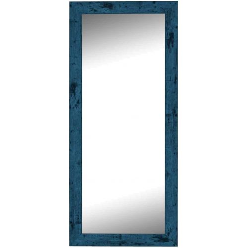  Hitchcock Butterfield Dorian Vintage Barnwood Transitional Blue Framed Wall Mirror, 27.75 W x 39.75 H