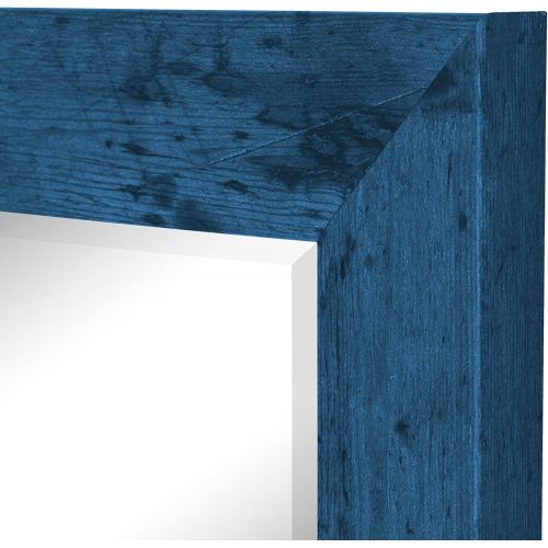  Hitchcock Butterfield Dorian Vintage Barnwood Transitional Blue Framed Wall Mirror, 27.75 W x 39.75 H