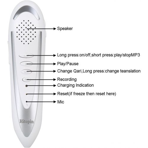  Hitopin 2018 Ramadan Digital Pen Quran Talking Reader Word by Word Function Holy Quran Pen with English Arabic Urdu French Spanish German etc. 5 Small Books