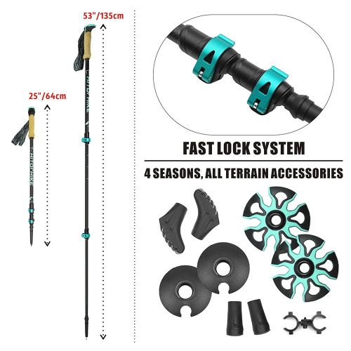  Hitorhike Trekking Poles Lightweight Walking Sticks,6061 Aluminum,7075 Aluminum,Carbon Fiber Trekking Poles, Included All Terrain Accessories and Carry Bag