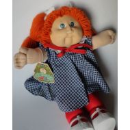 /Hitsthespot Vintage Cabbage Patch Kid Doll With Red White & Blue Outfit AND SHOES - Red Orange Hair, Green Eyes, Retro 80s Kids Toy, CPK Girl Doll