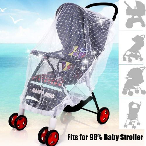  Hixixi 2PCS Jacquard Baby Universal Mosquito Net Insect Bug Netting Pram Net Cover for Infant Stroller,Bassinet, Car Seats, Cradles (White)