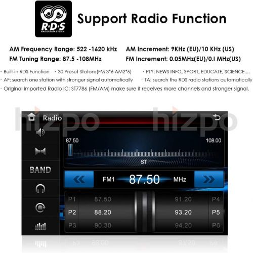  Hizpo Black 7 Inch 2 Din Car Radio Moniceiver DVD GPS Bluetooth Navigation for Ford C Max/Connect/Fiesta/Focus/Fusion/Galaxy/Kuga S Max/Transit/Mondeo