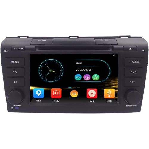  Hizpo HIZPO 7 inch Double Din in Dash HD Touch Screen Car DVD Player GPS Navigation Stereo for Mazda 3 2004-2009 Support BluetoothSDiPodUSBFMAM Radio RDS3G1080PSWC