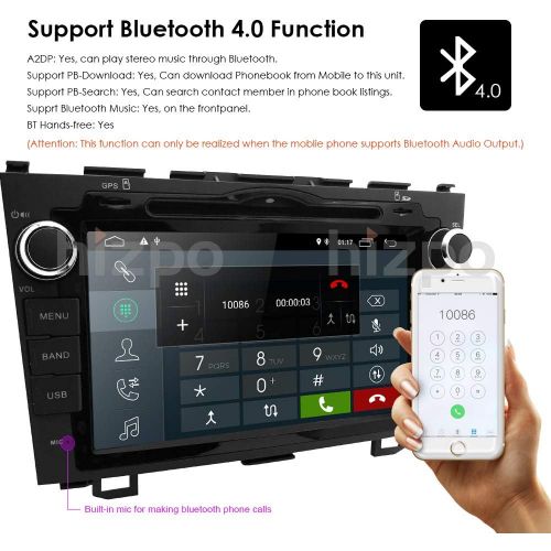  Hizpo Android 8.1 OS Quad Core 8 inch 1024600 HD Touchscreen for Honda CRV CR-V 2006 2007 2008 2009 2010 2011 in Dash Car Stereo Kit DVD Player GPS Navigation Support RadioDVROBDTV10