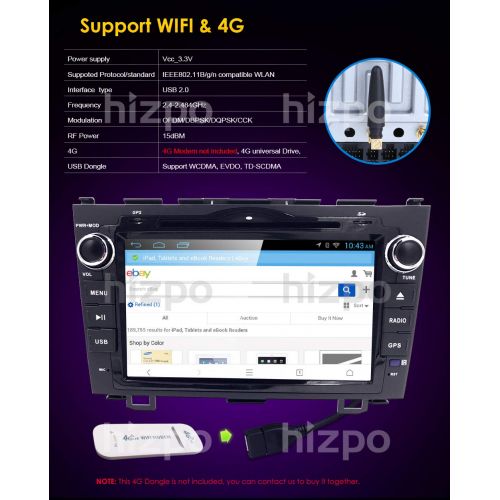  Hizpo Android 8.0 Octa-Core 8 Inch for Honda CRV CR-V 2007 2008 2009 2010 2011 in Dash HD Touch Screen Car DVD Player GPS Navigation Stereo BluetoothSDUSBiPodFMAM Radio4GAV-IN108