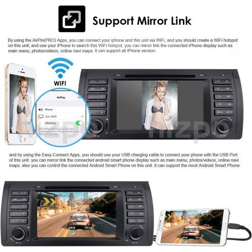  Hizpo hizpo Car DVD Player 7 Inch Android 8.1 OS 1 Din Car Stereo Video Receiver Radio GPS Navi WiFi Bluetooth Fit for BMW 5 E39 BMW X5 E53 BMW M5 1996 to 2003 BMW 7 Series