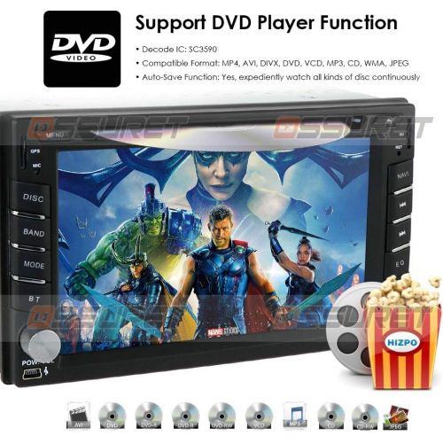 Hizpo Backup Camera + Best WiFi Android 8.1 Quad-Core 6.2 Inch Touch-Screen Universal Car DVD CD Player GPS Double 2 din Stereo GPS Navigation Free Map