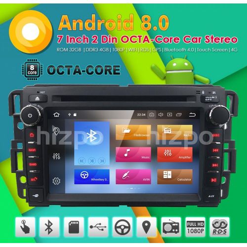  Hizpo Chevrolet Chevy Silverado GMC Hummer 7 Android 8.0 Octa Core 4G RAM 32G ROM HD Digital Multi-Touch Screen OBD2 DVR Car Stereo DVD Player Tire Pressure Monitoring WiFi