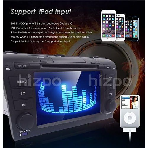  Hizpo hizpo 7 inch Double Din In Dash HD Touch Screen Car DVD Player GPS Navigation Stereo for Mazda 3 2004-2009 Support BluetoothSDiPodUSBFMAM Radio RDS3G1080PSWC