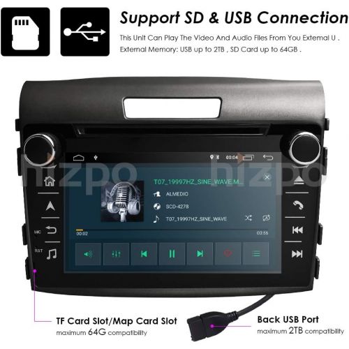  Hizpo Android 8.1 Car DVD Player GPS Stereo Head Unit Navi Radio Multimedia WiFi for Honda CRV 2012 2013 2014 2015 Support Steering Wheel Control