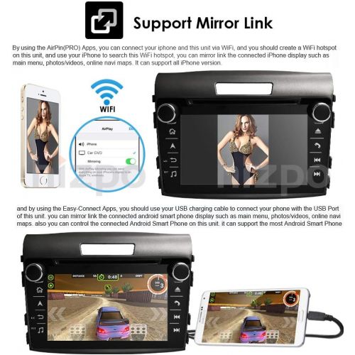  Hizpo Android 8.1 Car DVD Player GPS Stereo Head Unit Navi Radio Multimedia WiFi for Honda CRV 2012 2013 2014 2015 Support Steering Wheel Control