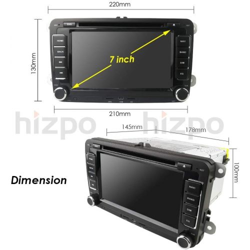  Hizpo 7 TV Monitor HD Touchscreen Auto Car DVD Player GPS Navigator for Volkswagen Jetta Golf Passat Tiguan T5 VW Skoda Seat with CanBus Bluetooth Map Card RDS Radio USB Port SD Slot