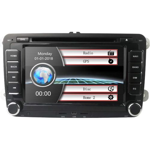  Hizpo 7 TV Monitor HD Touchscreen Auto Car DVD Player GPS Navigator for Volkswagen Jetta Golf Passat Tiguan T5 VW Skoda Seat with CanBus Bluetooth Map Card RDS Radio USB Port SD Slot