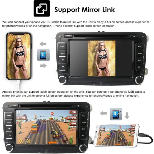  Hizpo 7 TV Monitor HD Touchscreen Auto Car DVD Player GPS Navigator for Volkswagen Jetta Golf Passat Tiguan T5 VW Skoda Seat with CanBus Bluetooth Map Card RDS Radio USB Port SD Slot