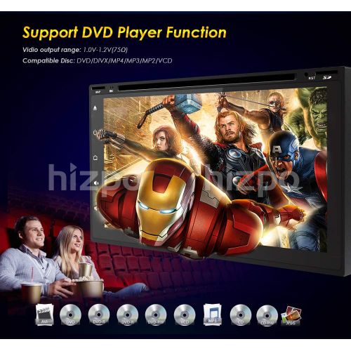  Hizpo 7 Inch Android 8.0 Octa Core 4G RAM 32G ROM HD Digital Multi-Touch IPS Screen Car Stereo DVD Player GPS Navigation Radio OBD2 WiFi DVR TPMS Double 2 Din