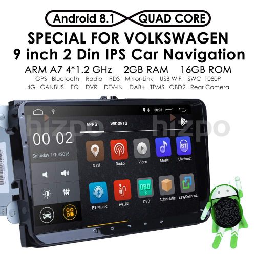  Hizpo Android 8.1 Car Stereo Radio Applicable to VolkswagenSEATSkoda 9 Inch with Bluetooth Split Screen and PIP Multitasking