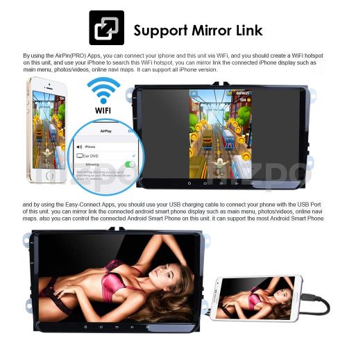  Hizpo Android 8.1 Car Stereo Radio Applicable to VolkswagenSEATSkoda 9 Inch with Bluetooth Split Screen and PIP Multitasking
