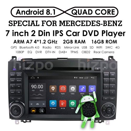  Hizpo Android 8.1 Quad Core Car in Dash DVD Player GPS Navigation for Mercedes-Benz W169 A150A160A170A180A200 W245 B160B170B180B200 W639 VitoViano W906 Sprinter 25003000 VW Craf