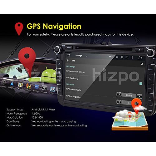  Hizpo Android 7.1 for VW Passat T5 Golf MK5 Jetta GTI Polo EOS Skoda 8 Inch Car Stereo DVD Player GPS Nav Radio Camera