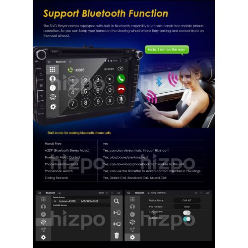  Hizpo Android 7.1 for VW Passat T5 Golf MK5 Jetta GTI Polo EOS Skoda 8 Inch Car Stereo DVD Player GPS Nav Radio Camera