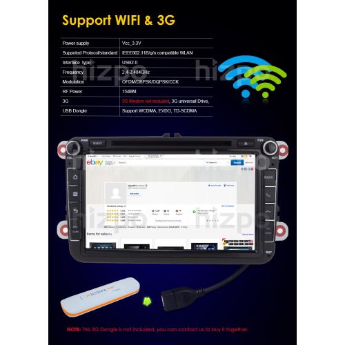  Hizpo Android 7.1 for VW Passat T5 Golf MK5 Jetta GTI Polo EOS Skoda 8 Inch Car Stereo DVD Player GPS Nav Radio Camera