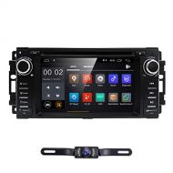 Hizpo Android 8.1 Car Stereo GPS DVD Player for Dodge Ram Challenger Jeep Wrangler JK Head Unit Single Din 6.2” Touch Screen Indash Radio Receiver with Navigation Bluetooth WiFi