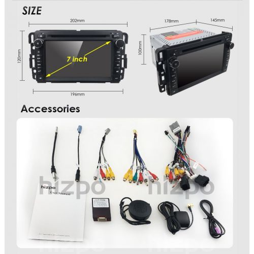  Hizpo Car Stereo DVD Player for GMC Chevy Silverado 1500 2012 GMC Sierra 2011 2010 7 inch Quad Core Double Din in Dash Touchscreen FMAM Radio Receiver Navigation Bluetooth