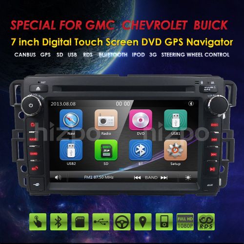  Hizpo Car Stereo DVD Player for GMC Chevy Silverado 1500 2012 GMC Sierra 2011 2010 7 inch Quad Core Double Din in Dash Touchscreen FMAM Radio Receiver Navigation Bluetooth