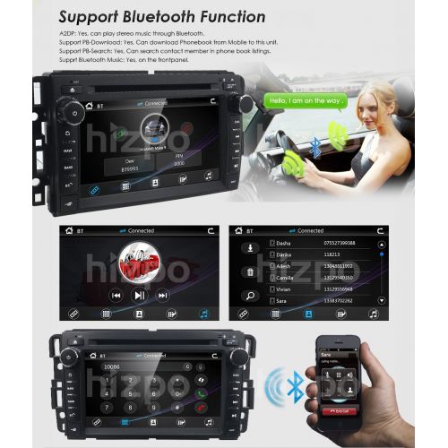  Hizpo Car Stereo DVD Player for GMC Chevy Silverado 1500 2012 GMC Sierra 2011 2010 7 inch Quad Core Double Din in Dash Touchscreen FMAM Radio Receiver Navigation Bluetooth