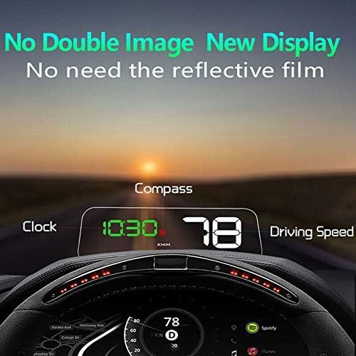  Hlyjoon Head Up Display (HUD) Universal Automatic 3.6 HD Headup Display GPS HUD Monitor Multifunction Projector T900 with Speed Digital Clock Overspeed Warning Mileage Measurement