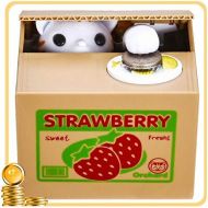 [아마존베스트]HmiL-U Toy Banks Automatic cat Stealing Coins Birthday&Christmas Gifts for Kids (Strawberry-Cat)