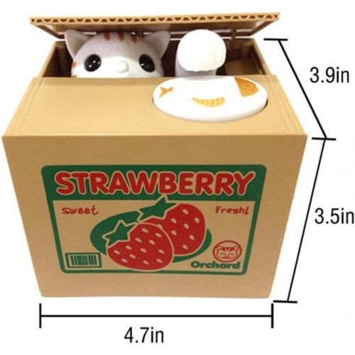  [아마존베스트]HmiL-U Toy Banks Automatic cat Stealing Coins Birthday&Christmas Gifts for Kids (Strawberry-Cat)