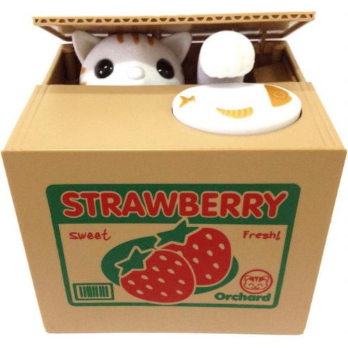  [아마존베스트]HmiL-U Toy Banks Automatic cat Stealing Coins Birthday&Christmas Gifts for Kids (Strawberry-Cat)