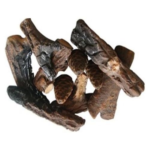  hmleaf 10 Small PCS Wood Like Ceramic Fireplace Logs for Gas Ethanol Fireplace, Stoves, Firepit