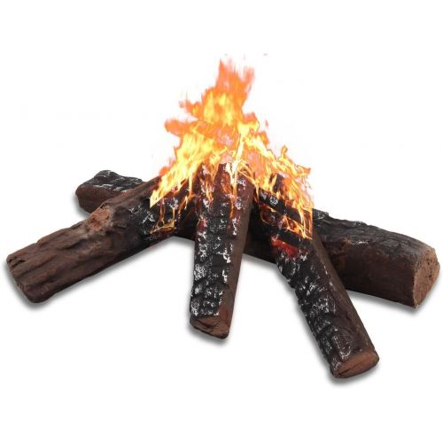  hmleaf GYG 4 Small Ceramic Fireplace Stoves Wood Like Firepit Logs for Decoration