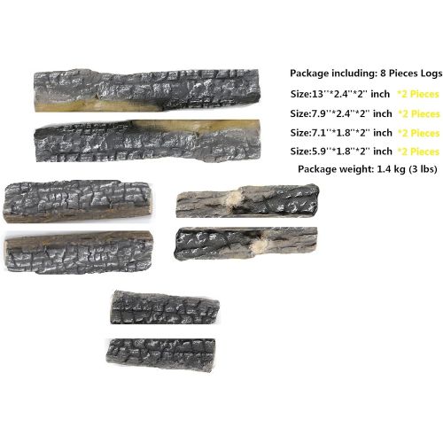  Hmleaf 8 Small Pieces Set Wood like Ceramic Fireplace Logs for Gas Ethanol,Fireplaces, Stoves, Firepits